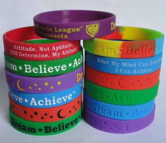 Dream-Believe-Achieve come in different colors and either ink filled or debossed with motivational phrases